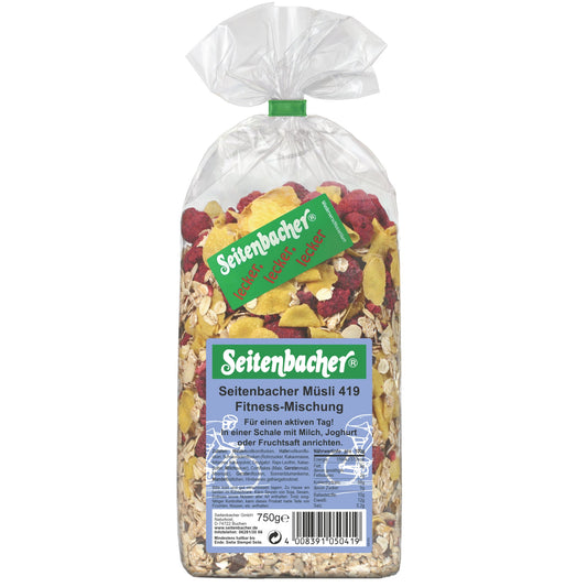Seitenbacher Müsli Fitness Mischung 419 Vollkorn, Früchte, Schokolade 750 g/Pack.