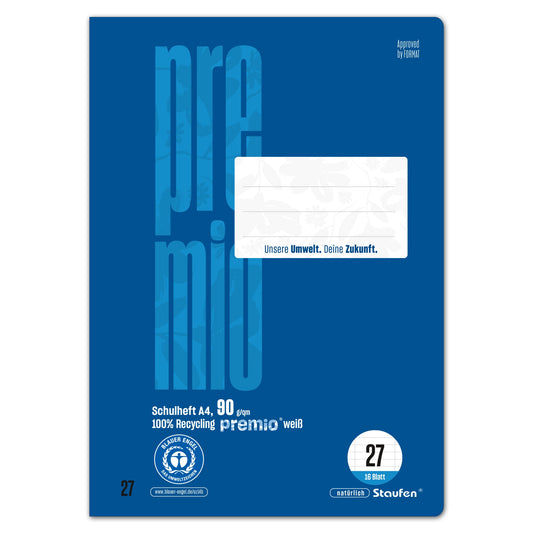 Staufen Schulheft Premio DIN A4 liniert mit Rand innen/außen 27 16 Bl.