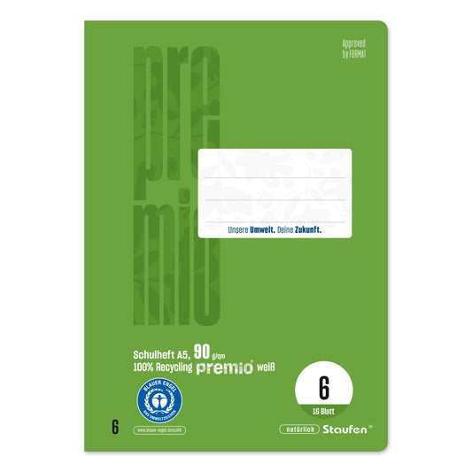 Staufen Schulheft Premio DIN A5 blanko 6 16 Bl.