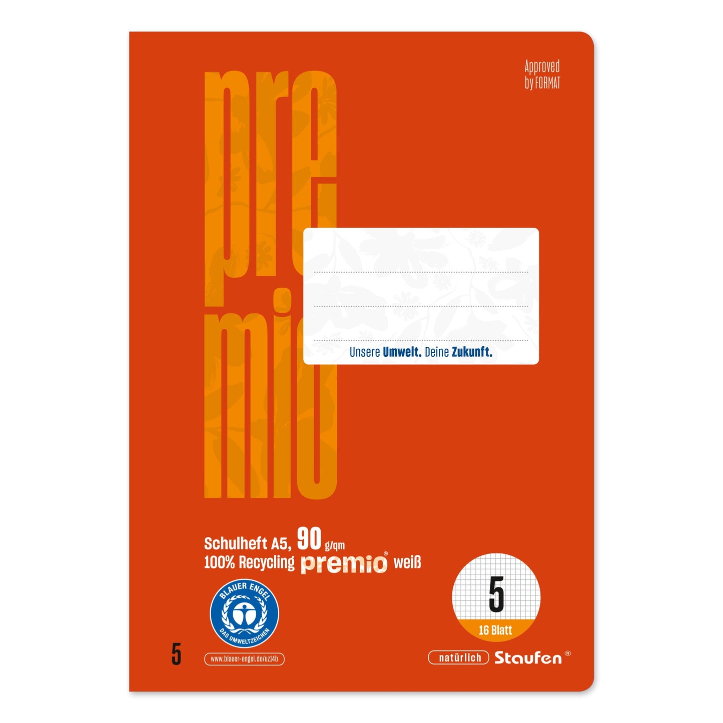 Staufen Schulheft Premio DIN A5 kariert 5 16 Bl.