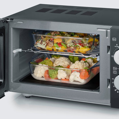 SEVERIN Mikrowelle MW 7762 46,2 x 27 x 39,5 cm (B x H x T) 20l 800W Einschubrost Stahlblech/ABS Kunststoff/Glas