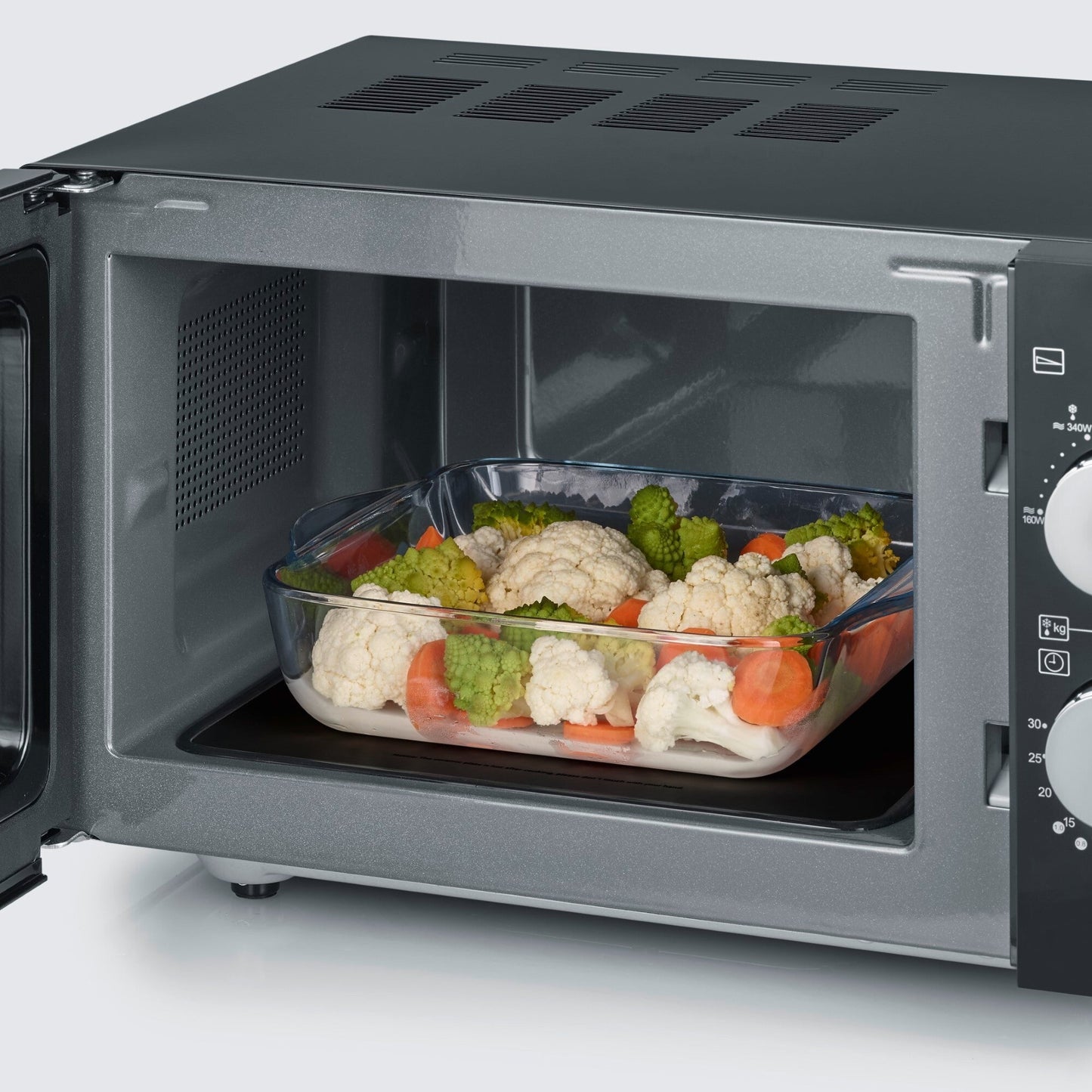SEVERIN Mikrowelle MW 7762 46,2 x 27 x 39,5 cm (B x H x T) 20l 800W Einschubrost Stahlblech/ABS Kunststoff/Glas