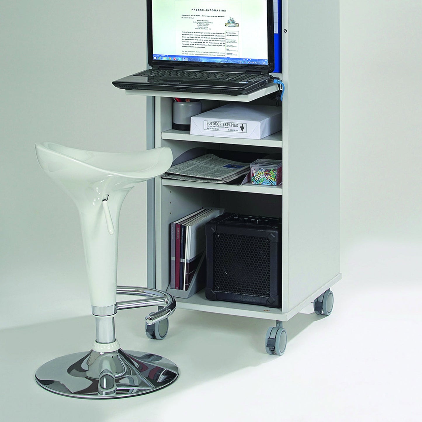 rocada PC-Arbeitsplatz 470 x 1.200 x 500 mm (B x H x T) abschließbar Holzfaser, melaminbeschichtet/PVC lichtgrau