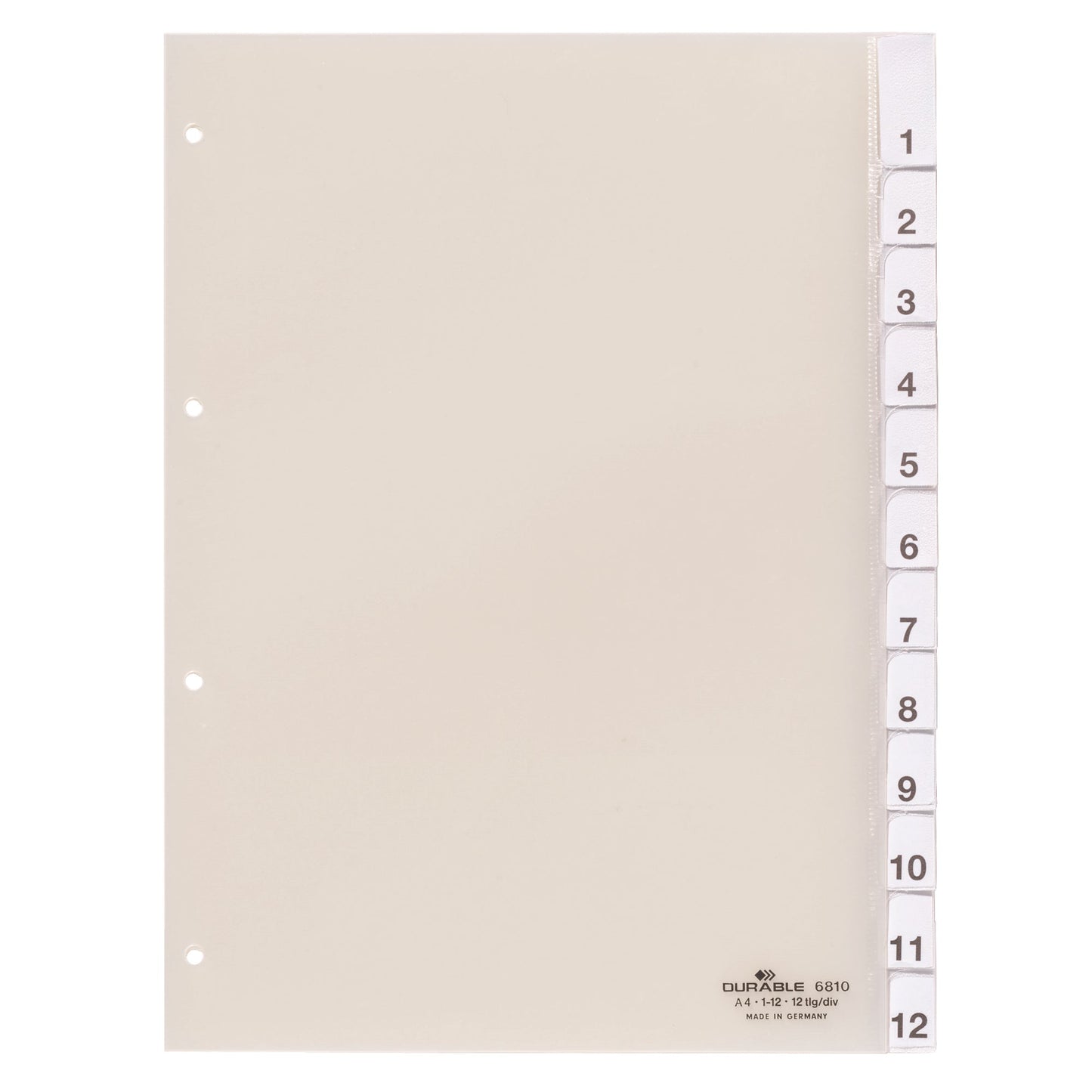 DURABLE Ordnerregister DIN A4 1-12, Jan.-Dez., blanko PVC transparent 12 Registerblätter