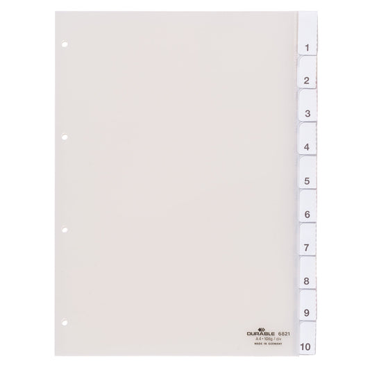 DURABLE Ordnerregister DIN A4 1-10, blanko PVC transparent 10 Registerblätter