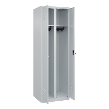 C+P Kleiderspind Classic PLUS 600 x 1.850 x 500 mm (B x H x T) 2 Abteile Stahl Farbe der Front: lichtgrau Farbe des Korpus: lichtgrau