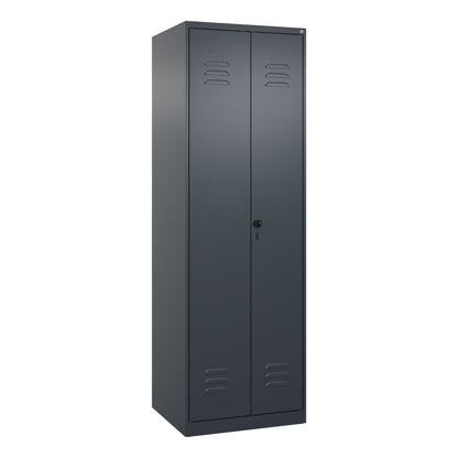 C+P Kleiderspind Classic PLUS 600 x 1.850 x 500 mm (B x H x T) 2 Abteile Stahl Farbe der Front: anthrazitgrau Farbe des Korpus: anthrazitgrau