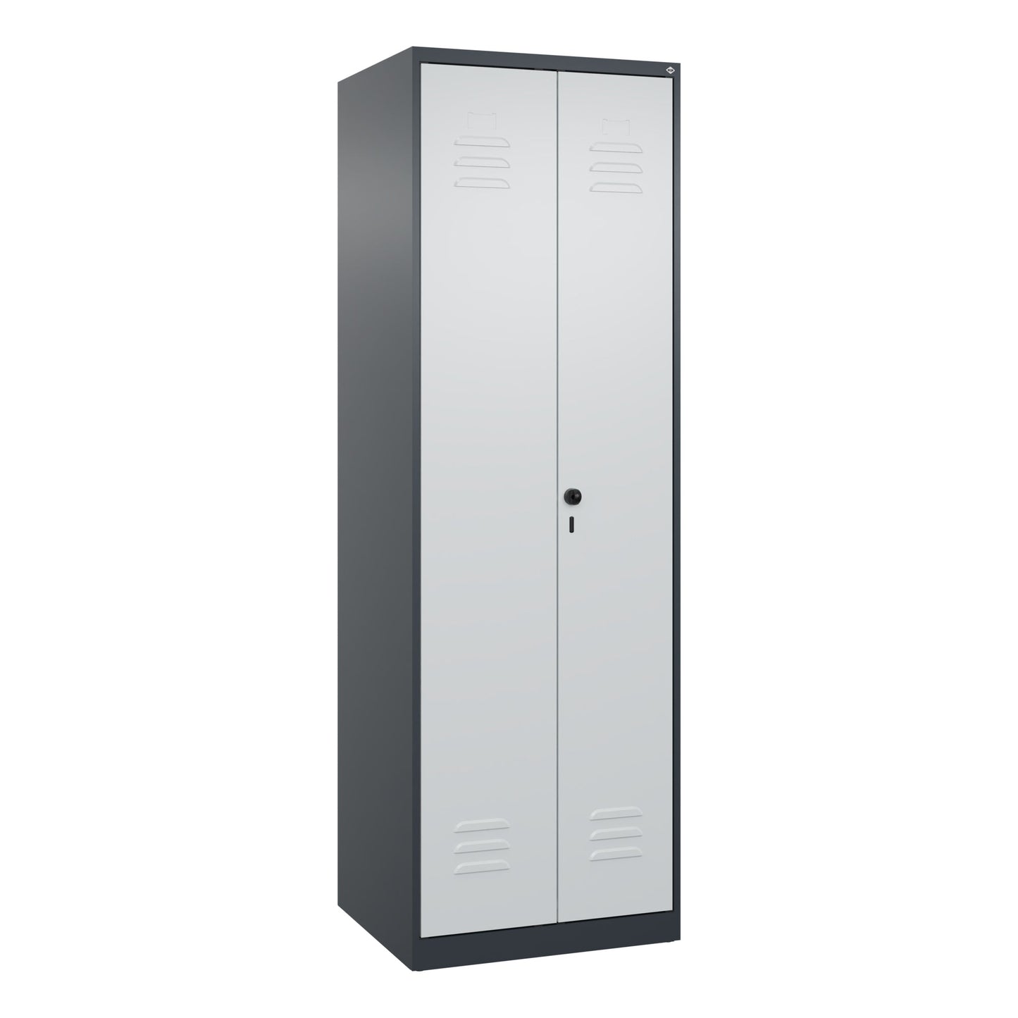 C+P Kleiderspind Classic PLUS 600 x 1.850 x 500 mm (B x H x T) 2 Abteile Stahl Farbe der Front: anthrazitgrau Farbe des Korpus: lichtgrau
