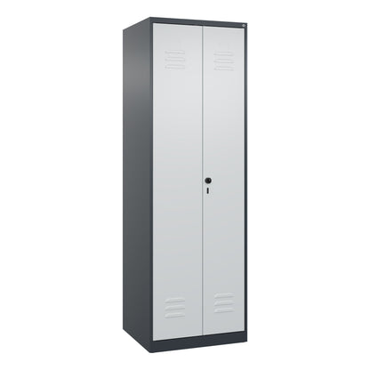 C+P Kleiderspind Classic PLUS 600 x 1.850 x 500 mm (B x H x T) 2 Abteile Stahl Farbe der Front: anthrazitgrau Farbe des Korpus: lichtgrau