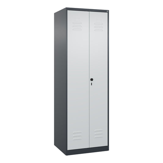 C+P Kleiderspind Classic PLUS 600 x 1.850 x 500 mm (B x H x T) 2 Abteile Stahl Farbe der Front: anthrazitgrau Farbe des Korpus: lichtgrau