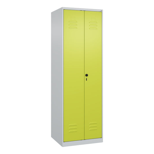 C+P Kleiderspind Classic PLUS 600 x 1.850 x 500 mm (B x H x T) 2 Abteile Stahl Farbe der Front: clowngrün Farbe des Korpus: lichtgrau