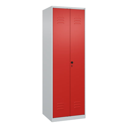 C+P Kleiderspind Classic PLUS 600 x 1.850 x 500 mm (B x H x T) 2 Abteile Stahl Farbe der Front: verkehrsrot Farbe des Korpus: lichtgrau