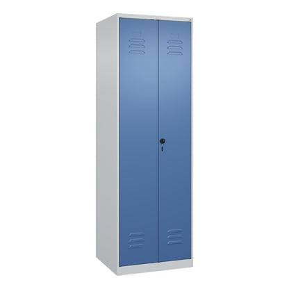 C+P Kleiderspind Classic PLUS 600 x 1.850 x 500 mm (B x H x T) 2 Abteile Stahl Farbe der Front: fernblau Farbe des Korpus: lichtgrau