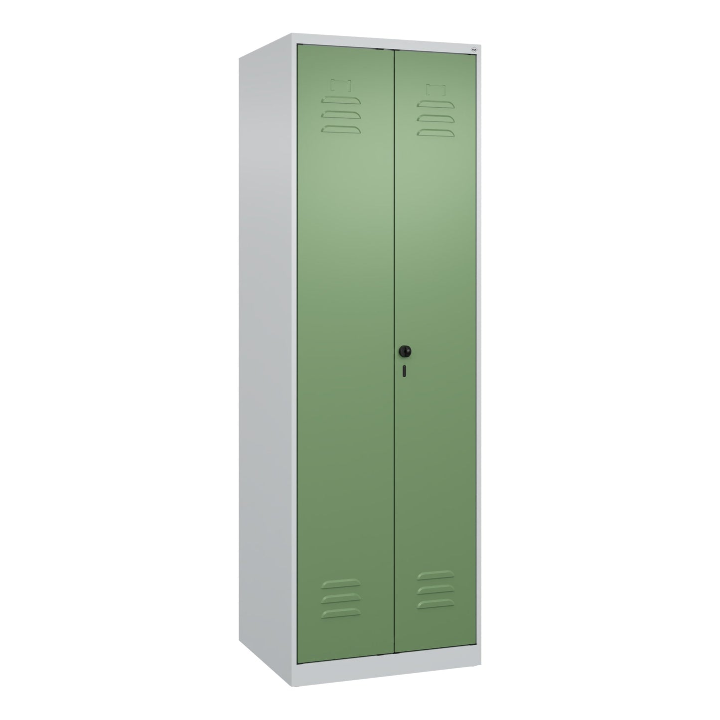 C+P Kleiderspind Classic PLUS 600 x 1.850 x 500 mm (B x H x T) 2 Abteile Stahl Farbe der Front: resedagrün Farbe des Korpus: lichtgrau