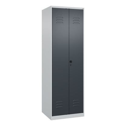 C+P Kleiderspind Classic PLUS 600 x 1.850 x 500 mm (B x H x T) 2 Abteile Stahl Farbe der Front: lichtgrau Farbe des Korpus: anthrazitgrau