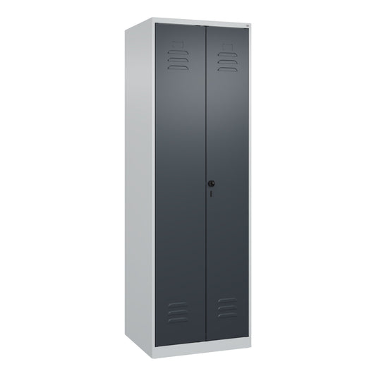 C+P Kleiderspind Classic PLUS 600 x 1.850 x 500 mm (B x H x T) 2 Abteile Stahl Farbe der Front: lichtgrau Farbe des Korpus: anthrazitgrau