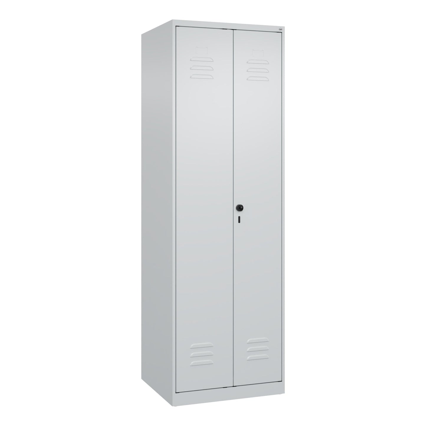 C+P Kleiderspind Classic PLUS 600 x 1.850 x 500 mm (B x H x T) 2 Abteile Stahl Farbe der Front: lichtgrau Farbe des Korpus: lichtgrau