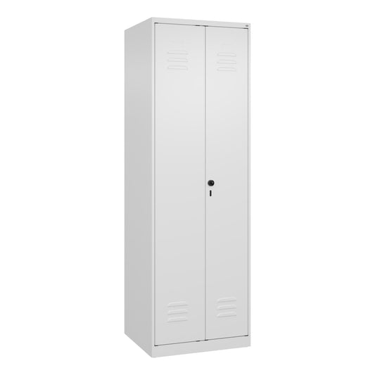 C+P Kleiderspind Classic PLUS 600 x 1.850 x 500 mm (B x H x T) 2 Abteile Stahl Farbe der Front: verkehrsweiß Farbe des Korpus: verkehrsweiß