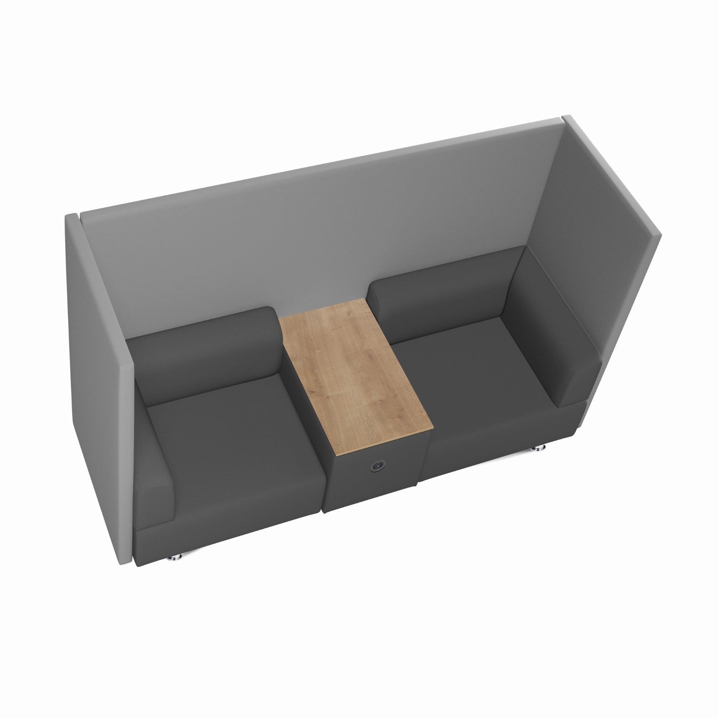 rocada Besprechungszone Be Soft 2 Einzelsitze, Tisch 1.290 x 680 x 2.000 mm (B x H x T) 2 Sitzeinheiten grau eiche
