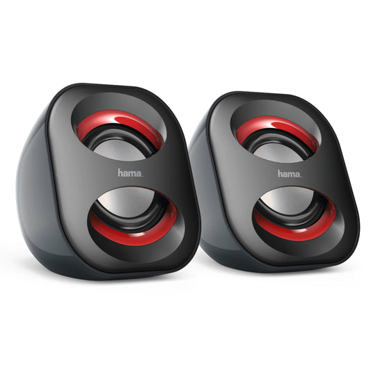 Hama Lautsprecher Sonic Mobil 183 7,2 x 8,2 x 7,5 cm (B x H x T) Stereo USB schwarz/rot 2 St./Pack.