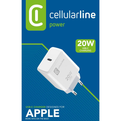 cellularline Ladegerät Kommunikationstechnik USB-C CHARGER 20W ab Apple iPhone 8 weiß