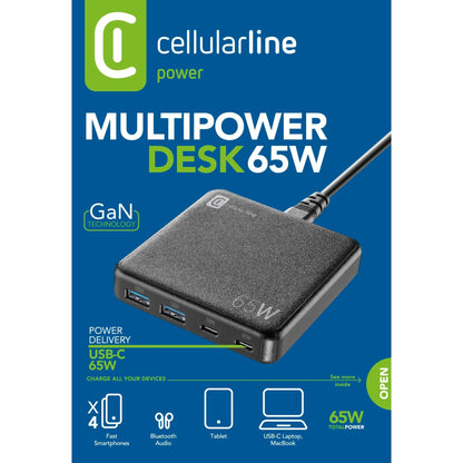 cellularline Ladegerät Kommunikationstechnik Multipower Desk 65W schwarz