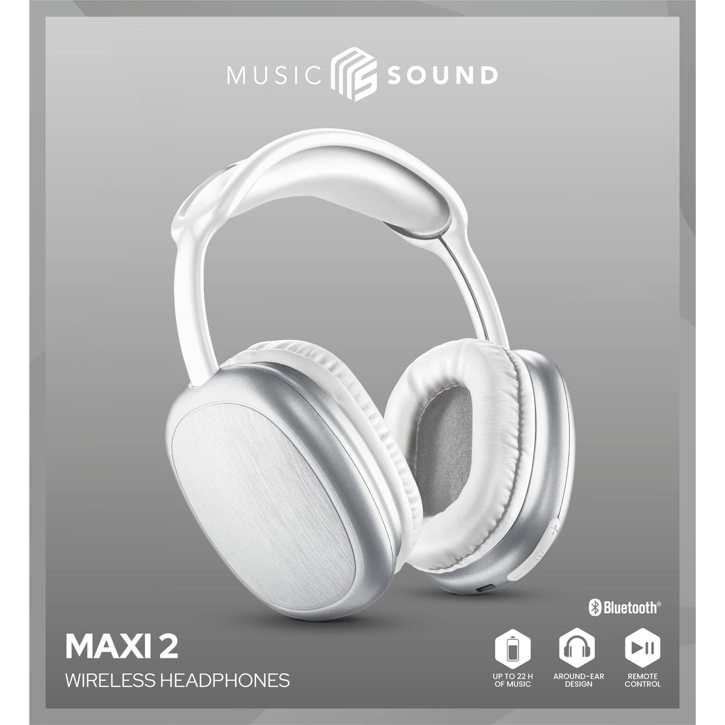 cellularline Kopfhörer MAXI2 Music Sound Over-Ear Smartphones Akku inkl. Ladekabel weiß