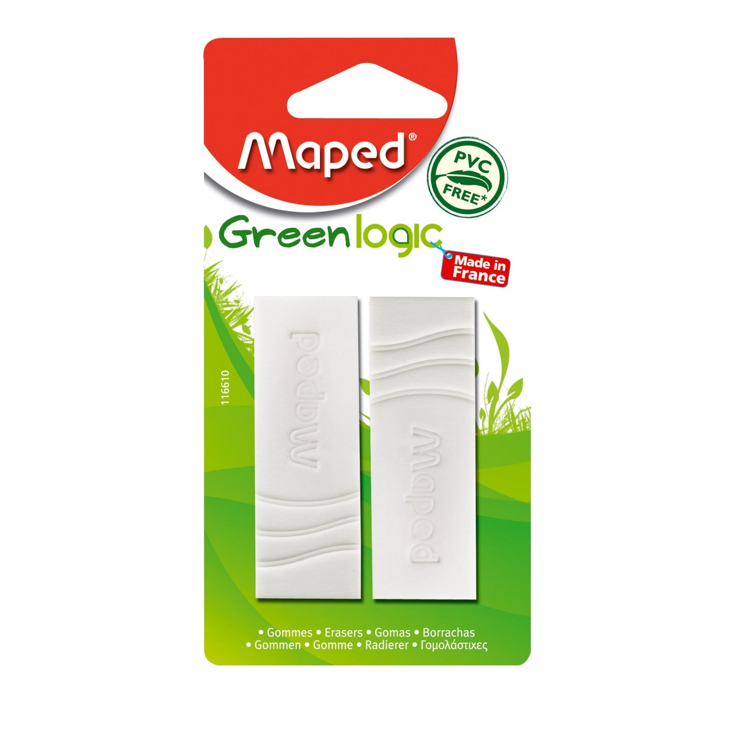 Maped Radierer Greenlogic Bleistifte, Farbstifte Kunststoff weiß 2 St./Pack.