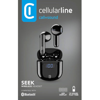 cellularline Kopfhörer SEEK In-Ear Smartphones Akku inkl. Ladegehäuse, USB-C-Kabel schwarz