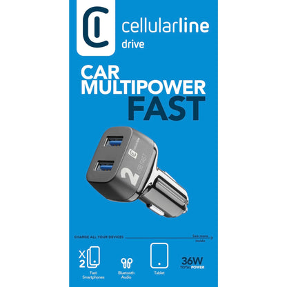 cellularline Kfz-Ladegerät CAR MULTIPOWER 2 FAST Geräte mit USB-Anschluss schwarz