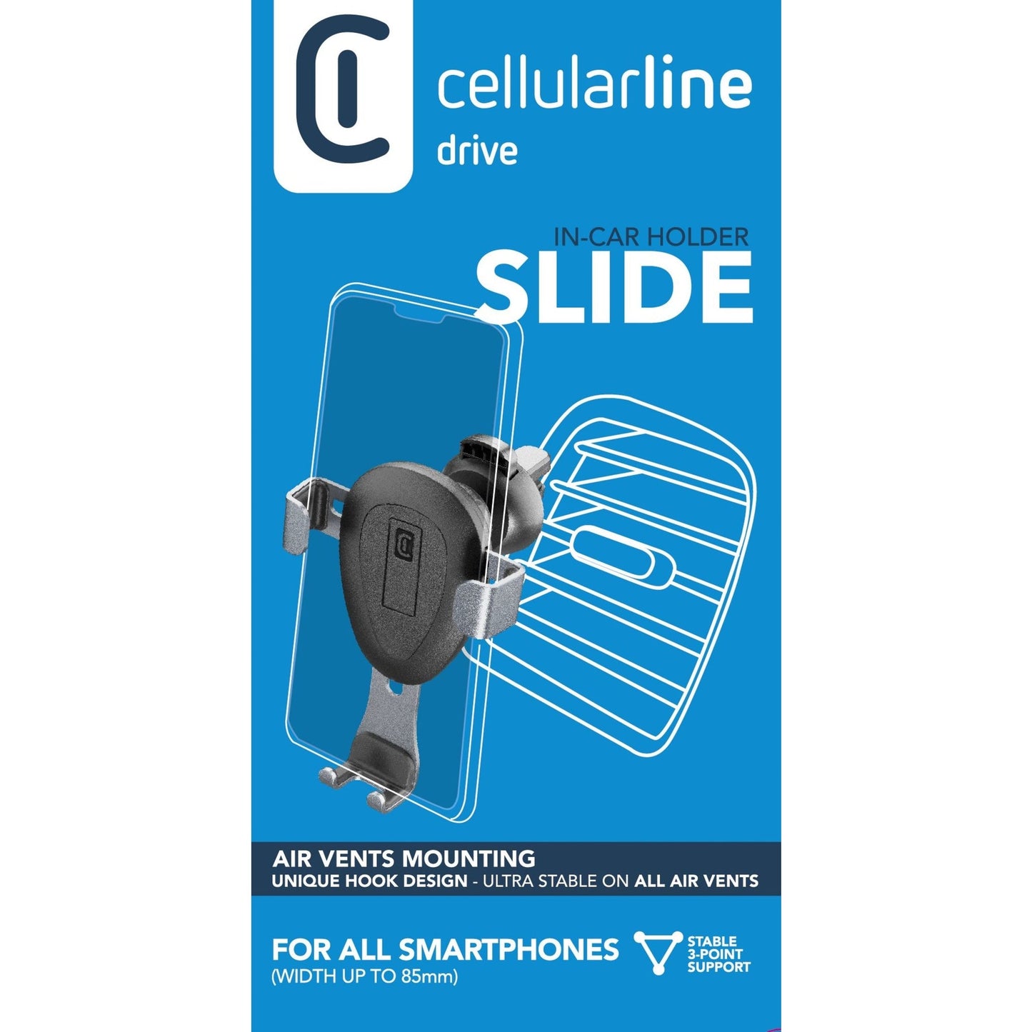 cellularline Kfz-Halterung SLIDE Smartphones 8,5 cm (3,3") zur Befestigung an: Lüftungsgitter schwarz