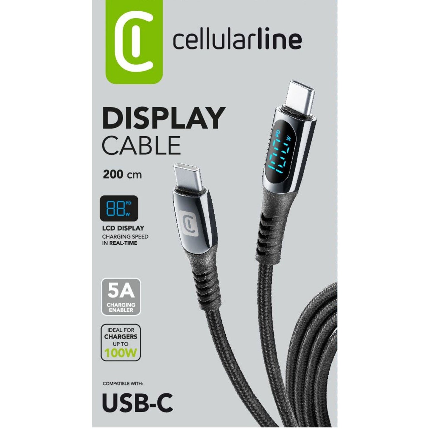 cellularline USB-Kabel DISPLAY CABLE 2m schwarz