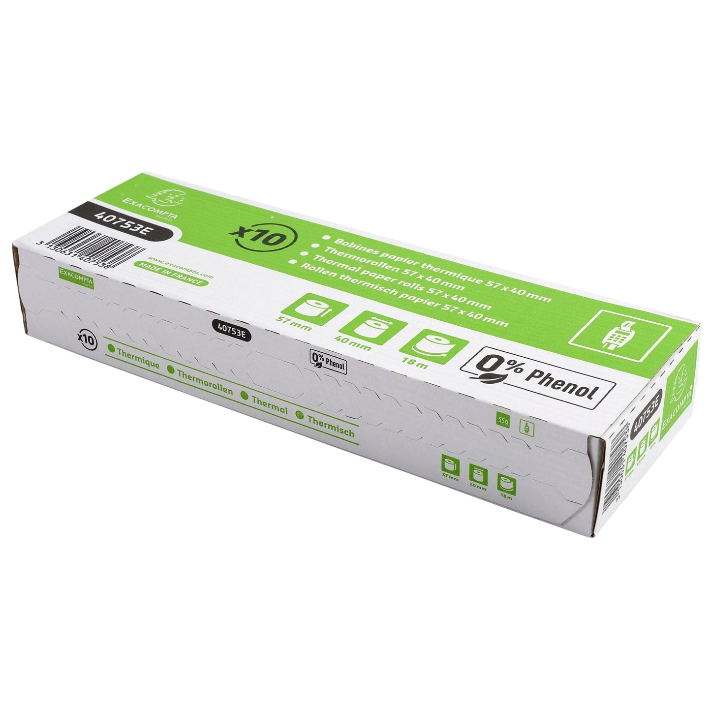 Exacompta Thermokassenrolle 57 mm x 18 m (B x L) 40mm BPA-frei phenolfrei 10 St./Pack.
