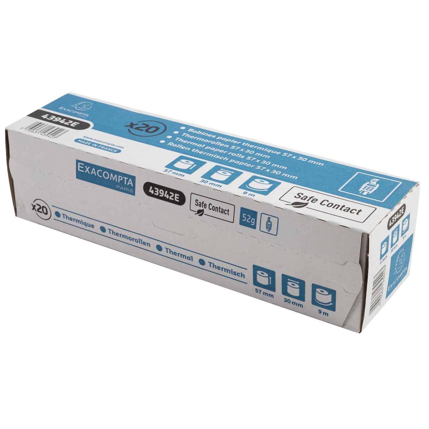 Exacompta Thermokassenrolle Safe Contact 57 mm x 9 m (B x L) 30mm BPA-frei phenolfrei 20 St./Pack.