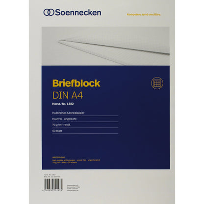 Soennecken Briefblock DIN A4 kariert 70g/m² weiß 50 Bl.
