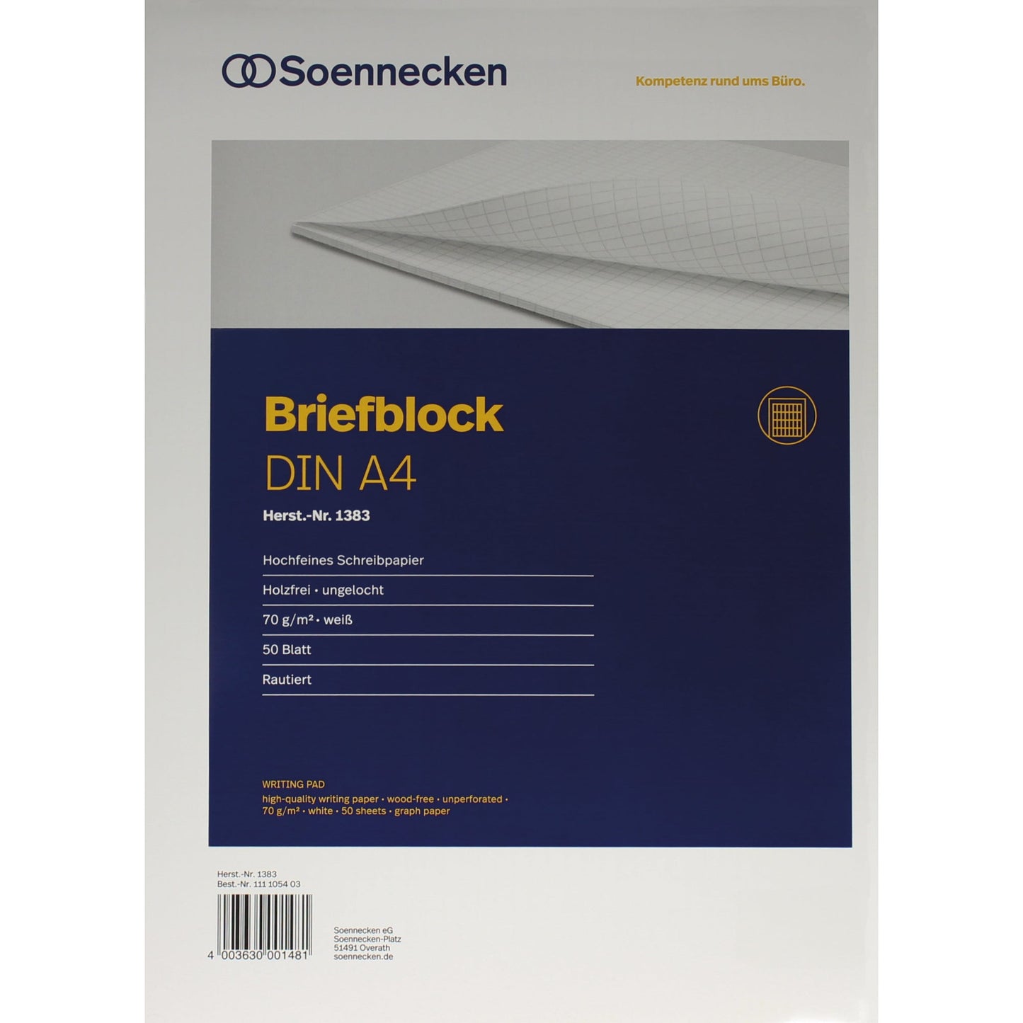 Soennecken Briefblock DIN A4 rautiert 70g/m² weiß 50 Bl.