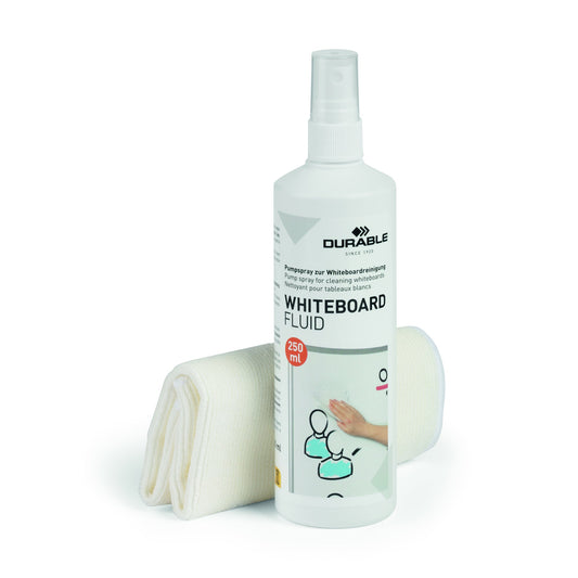 DURABLE Tafelreinigungsset CLEANING KIT inkl. 1 Reinigungsspray (250 ml), 1 Mikrofasertuch 25 x 25 cm (B x H)