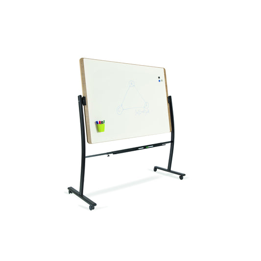 rocada Whiteboard mobil Natural Maße der Oberfläche: 129 x 100 cm (B x H) Tafel magnethaftend beidseitig beschreibbar Stahl kunststoffbeschichtet weiß