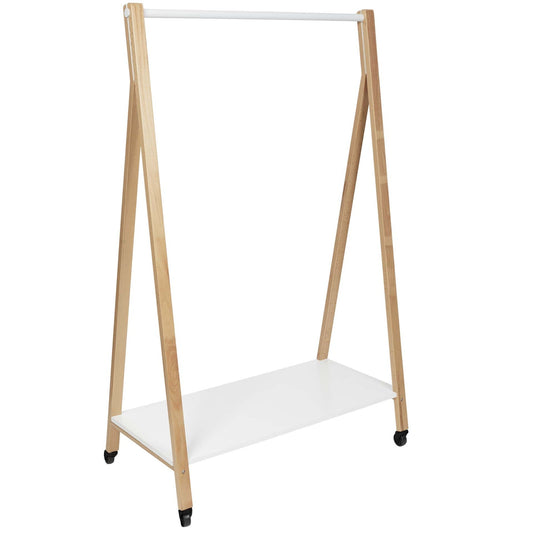 ALBA Garderobenständer PMSLEEK 94 x 149 x 47 cm (B x H x T) Stahl, epoxylackiert/Holz/MDF/Kunststoff, 100 % recycelbar buche/weiß