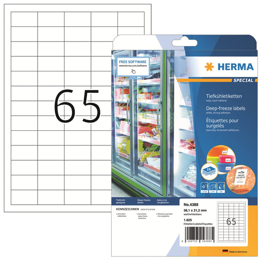 HERMA Tiefkühletikett SPECIAL 38,1 x 21,2 mm (B x H) Papier weiß 1.625 Etik./Pack.