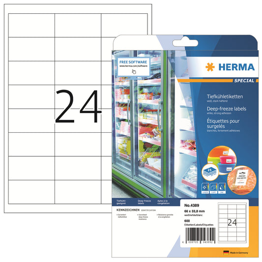 HERMA Tiefkühletikett SPECIAL 66 x 33,8 mm (B x H) Papier weiß 600 Etik./Pack.
