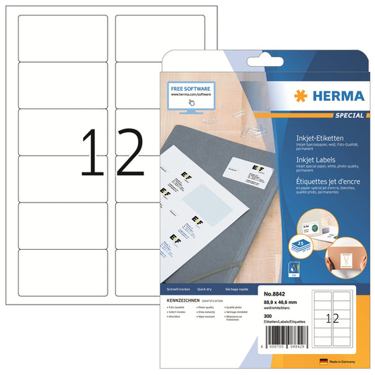 HERMA Adressetikett SPECIAL 88,9 x 46,6 mm (B x H) Papier weiß 300 Etik./Pack.
