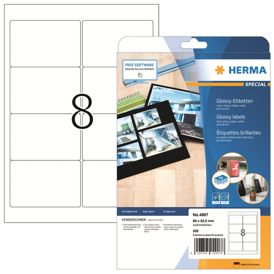HERMA Universaletikett SPECIAL 96 x 63,5 mm (B x H) nicht wieder ablösbar Papier weiß 200 Etik./Pack.