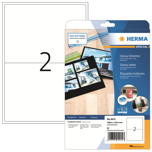 HERMA Universaletikett SPECIAL 143,5 x 199,6 mm (B x H) nicht wieder ablösbar Papier weiß 50 Etik./Pack.