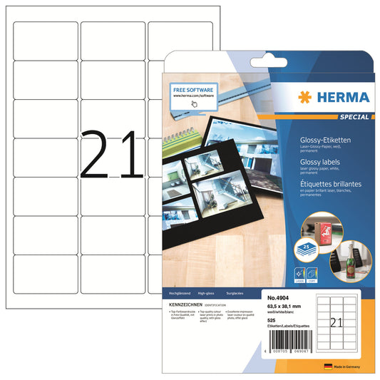 HERMA Universaletikett SPECIAL 63,5 x 38,1 mm (B x H) nicht wieder ablösbar Papier weiß 525 Etik./Pack.