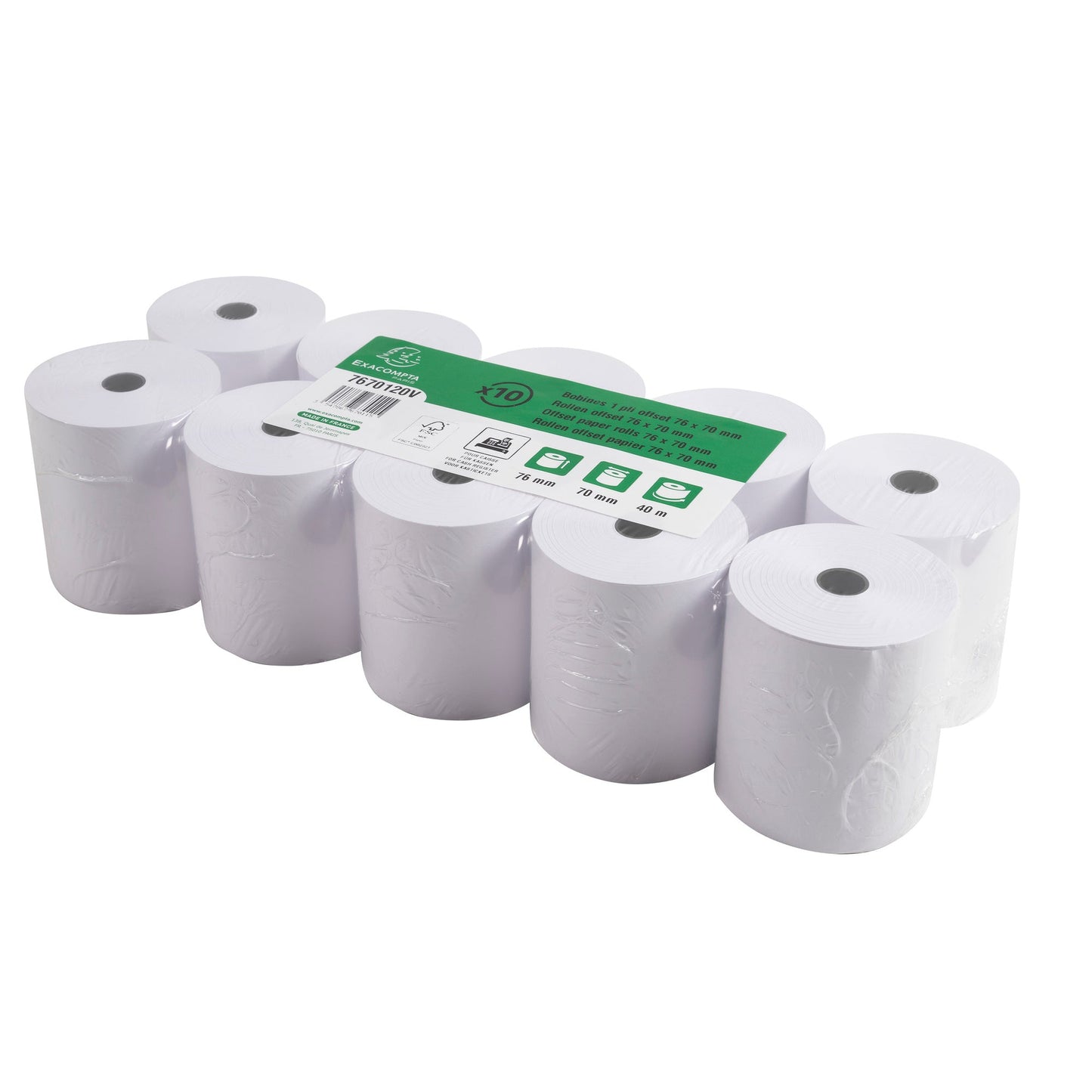 Exacompta Kassenrolle 76 mm x 40 m (B x L) 60g/m² weiß 10 St./Pack.
