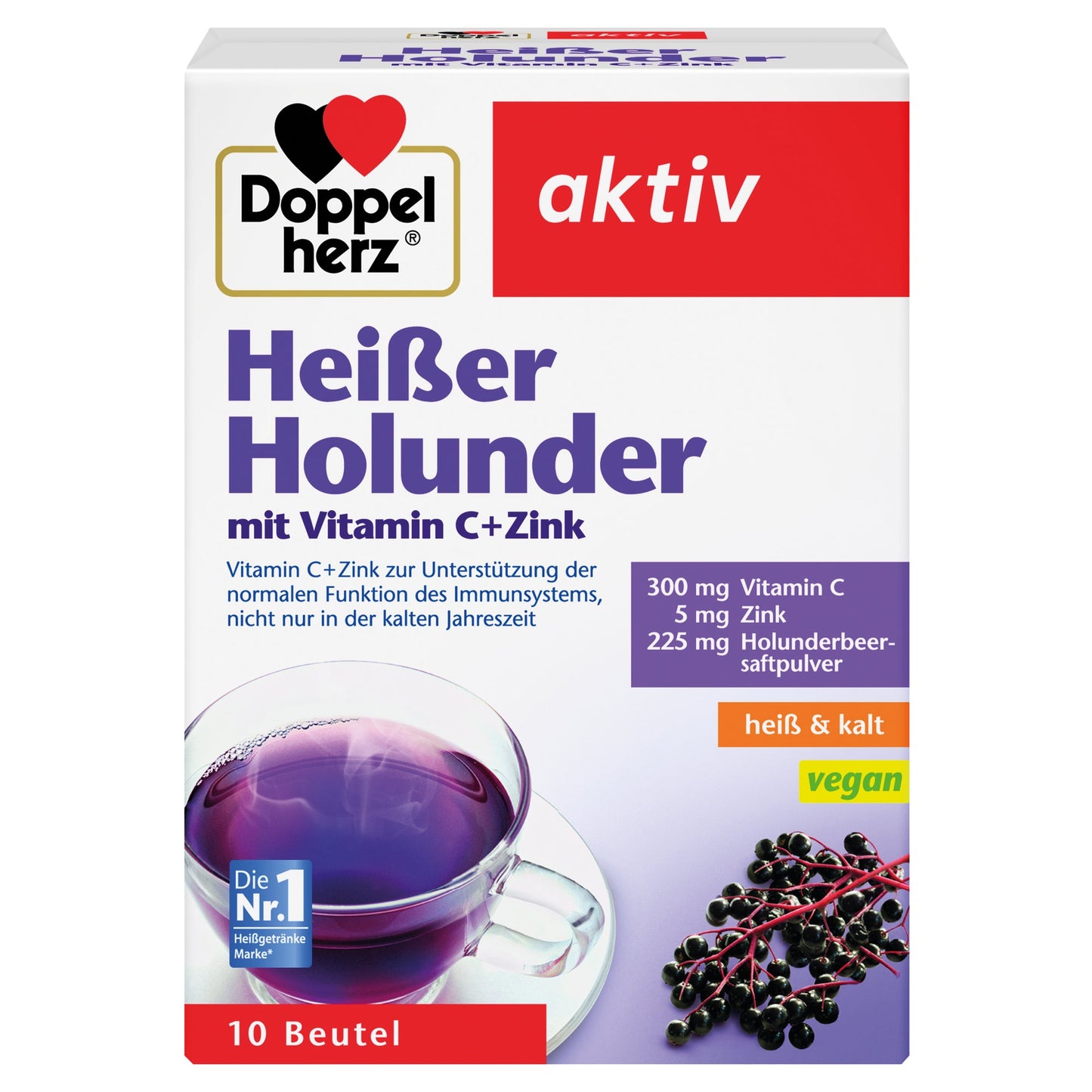 Doppelherz Nahrungsergänzungsmittel Heißgetränk aktiv Vitamin C + Zink Holunder 10 St./Pack.