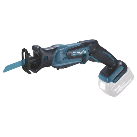 Makita® Säge DJR183 Akku-Reciprosäge inkl. Sechskantstiftschlüssel (3 mm), Reciprosägeblatt BIM 100/18Z Metall, Reciporblatt BIM 100/6Z Holz Zubehör erforderlich erforderliches Zubehör: Makita Akku BL1850B, Akkuladegerät DC18RC