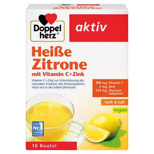 Doppelherz Nahrungsergänzungsmittel Heißgetränk aktiv Vitamin C + Zink Zitrone 10 St./Pack.