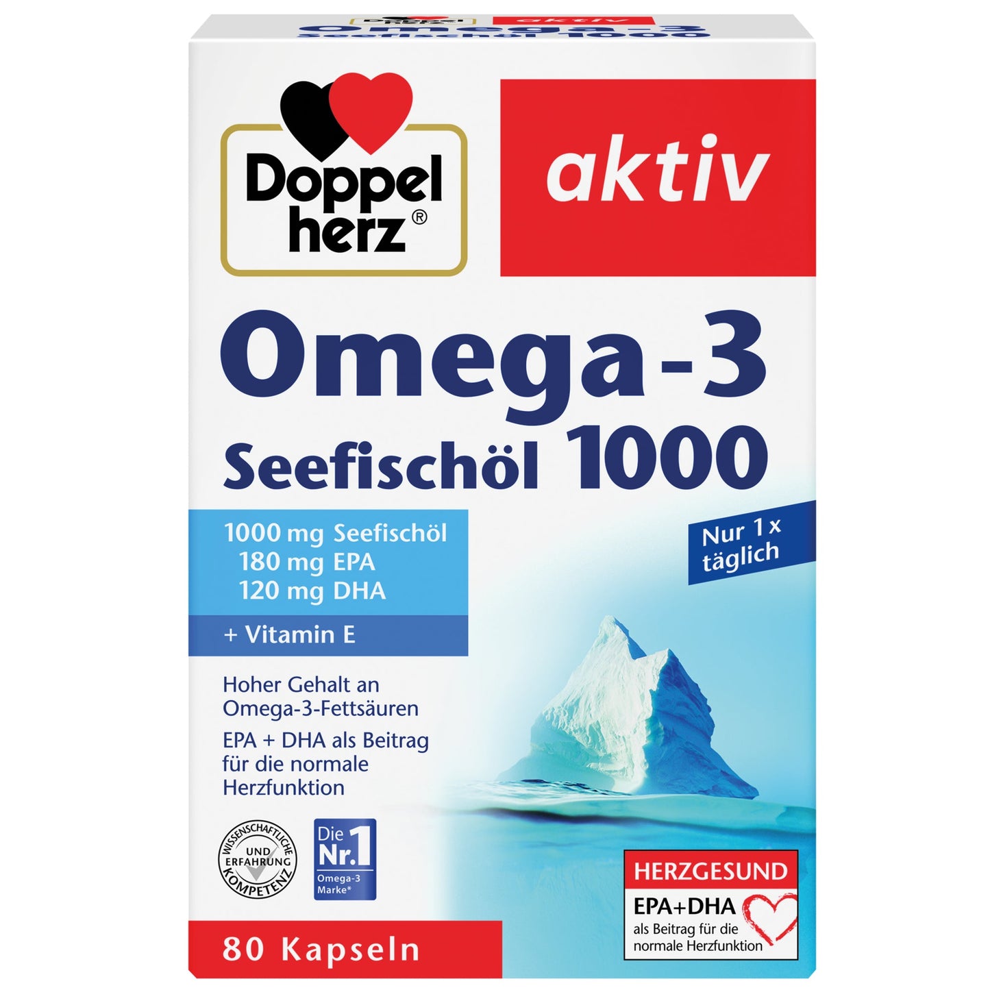 Doppelherz Nahrungsergänzungsmittel aktiv Omega-3 Seefischöl 1000 Kapsel 80 St./Pack.